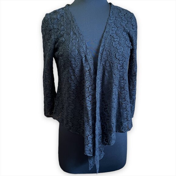 Draper’s and Damon’s Black Stretch Lace Shrug Medium Vintage Whimsigoth - Picture 1 of 4